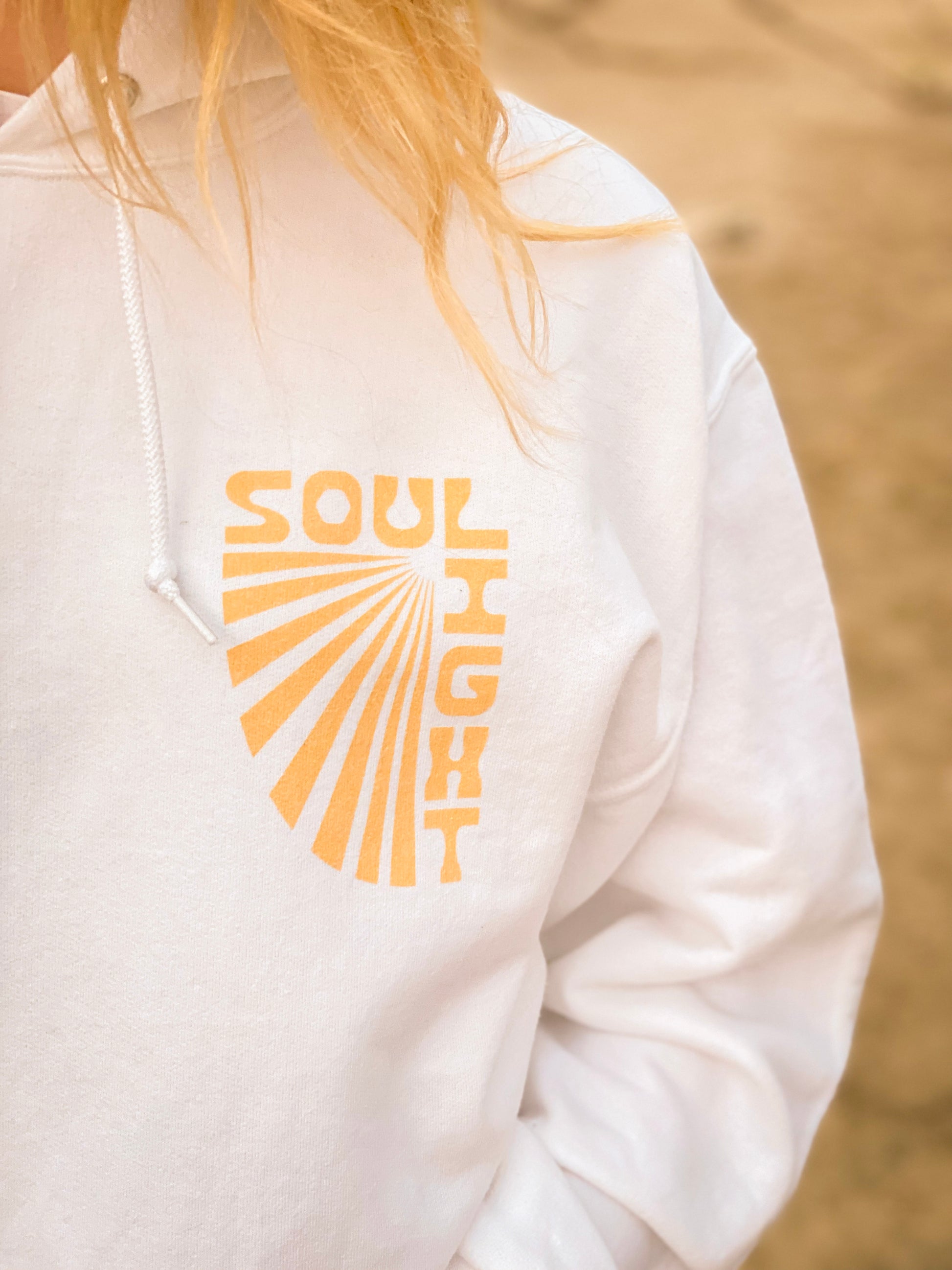 White Hoodie Front Screen Print