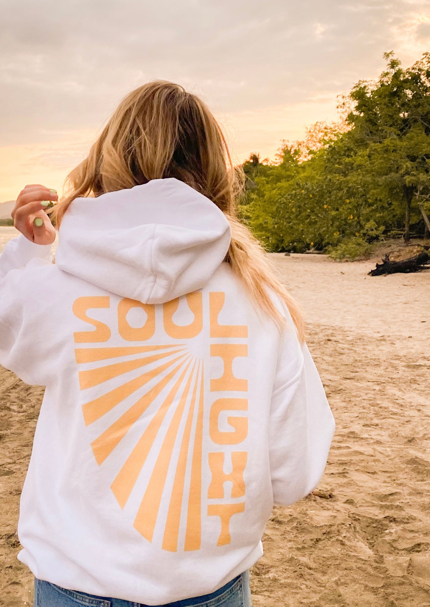 White Hoodie Back Screen Print